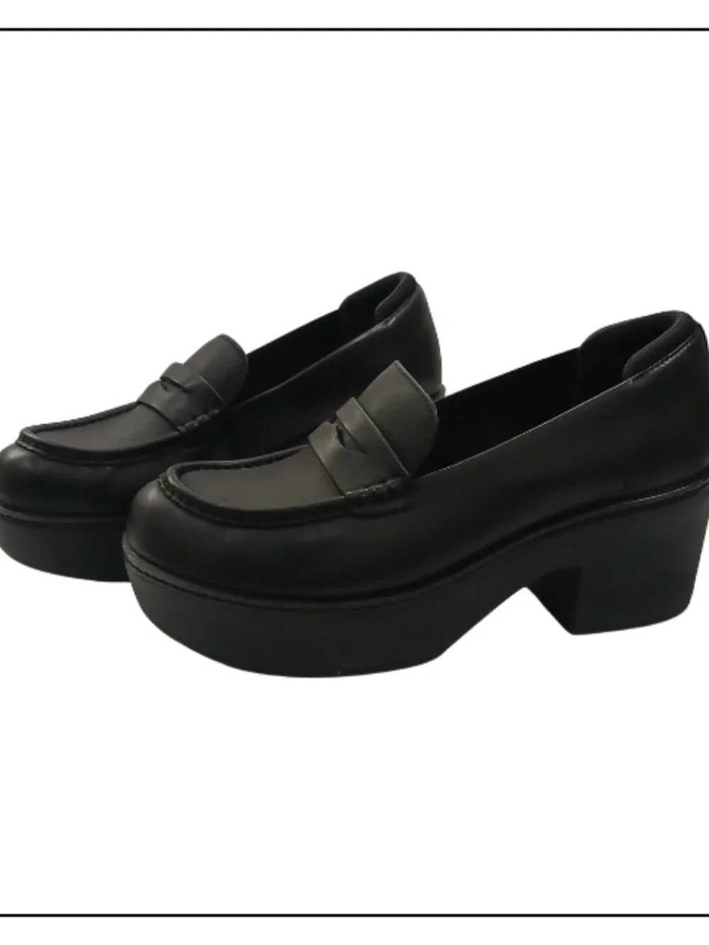 Fitflop Black Leather Platform Penny Loafers